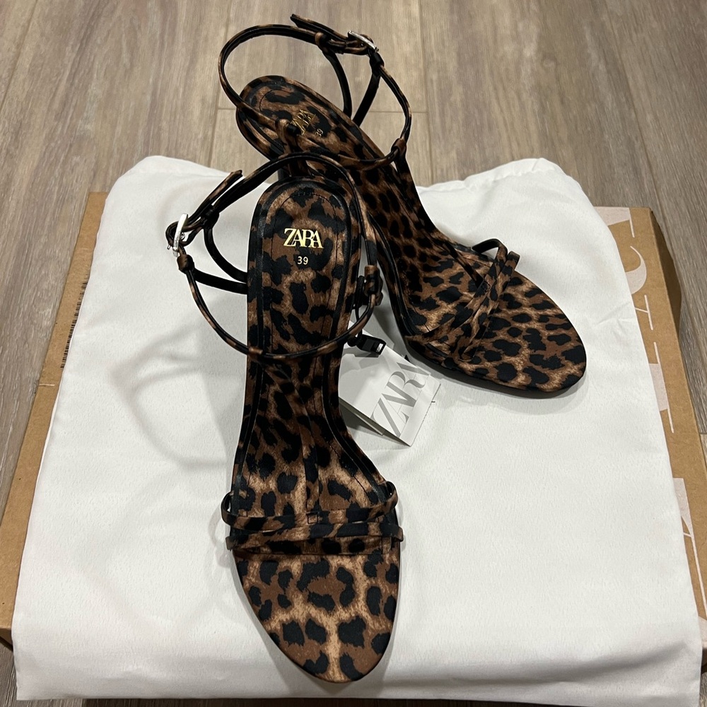 Zara Animal Print Heeled Sandals NWT EU39/US8 - Picture 5 of 9